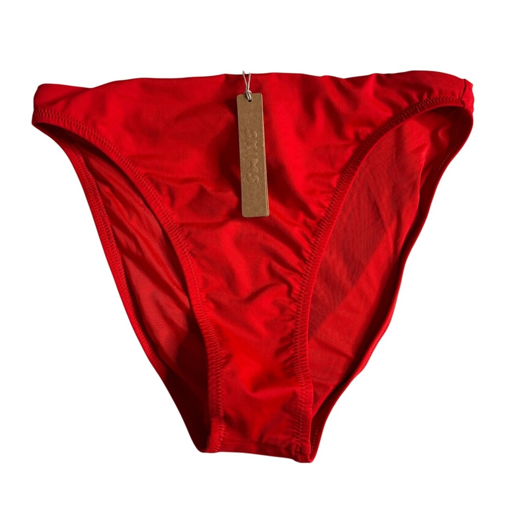 Skims Recycled Swim High Leg Bikini Swimsuit Bottom Ruby Red Womens Small NEW
